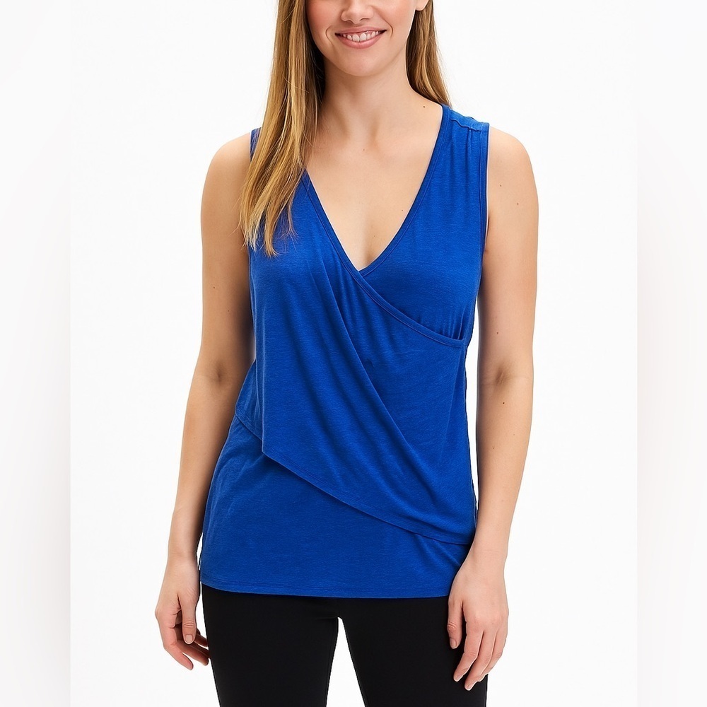 Athleta Royal Blue Sleeveless Wrap-Front Tank Top